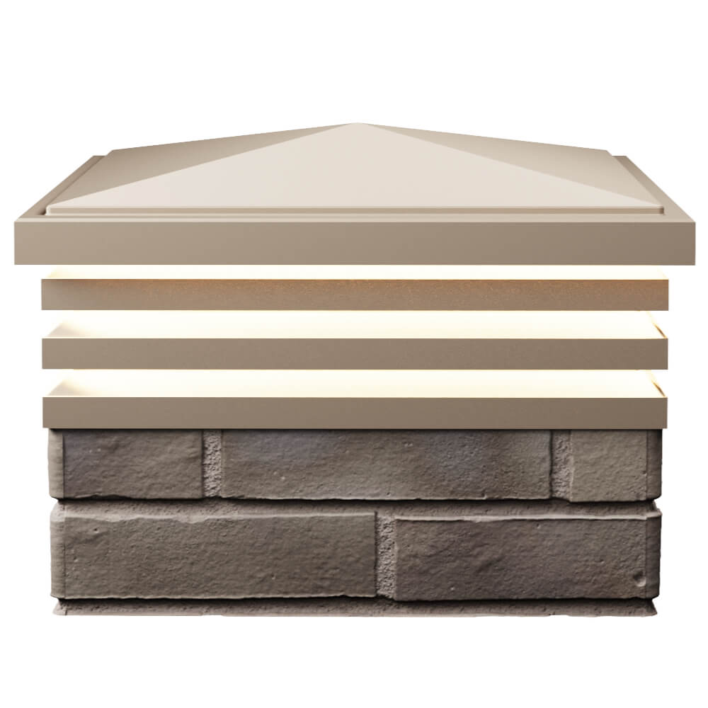Колпак Zking Бона ХайТек Бежевый на столб 1.5х1.5 кирпича (385х385мм) с подсветкой в Аксае фото