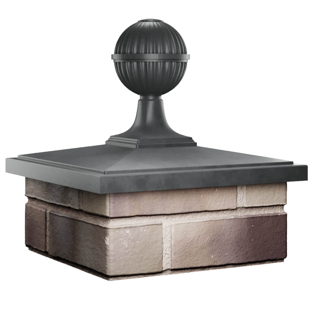 Колпак Zking БонаМоно Серый с шаром на столб 1.5х1.5 кирпича (385х385, 400х400мм) в сборе в Аксае фото