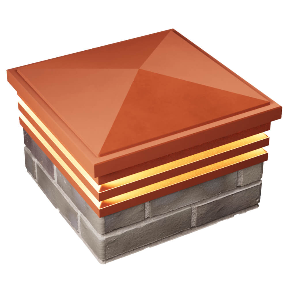 Колпак Zking Бона ХайТек Красный на столб 1.5х1.5 кирпича (385х385мм) с подсветкой в Аксае фото