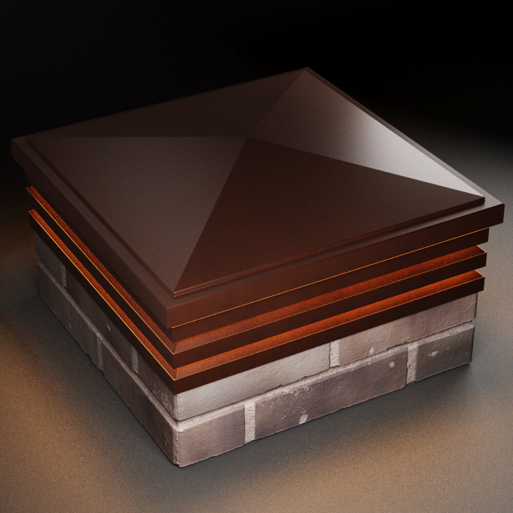 Колпак Zking Бона ХайТек Коричневый на столб 2х2 кирпича (513х513мм) с подсветкой в Аксае фото