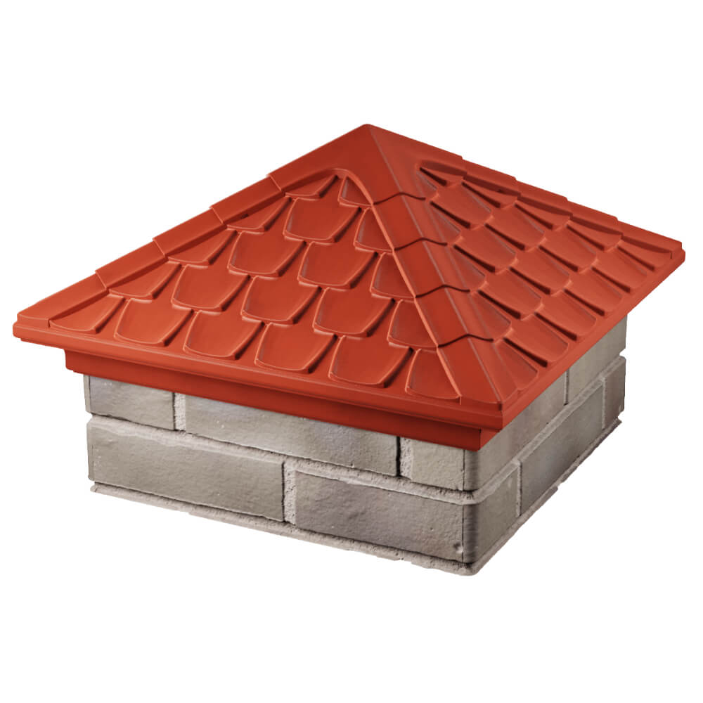 Колпак Zking Эльбрус Красный на столб 1.5х1.5 кирпича (385х385мм) в Аксае фото