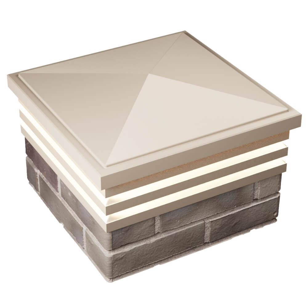 Колпак Zking Бона ХайТек Бежевый на столб 1.5х1.5 кирпича (385х385мм) с подсветкой в Аксае фото