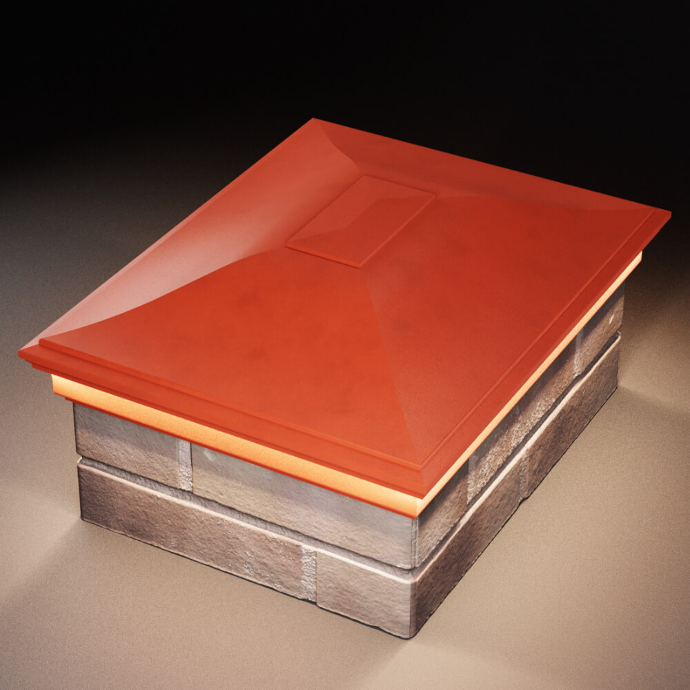 Колпак Zking Монблан Красный на столб 2х1.5 кирпича (515х385мм) c подсветкой в Аксае фото