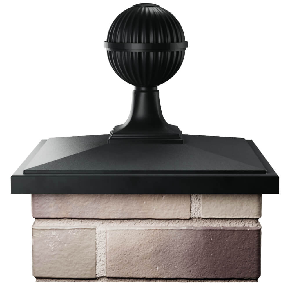 Колпак Zking БонаМоно Черный с шаром на столб 1.5х1.5 кирпича (385х385, 400х400мм) в сборе Аксай фото
