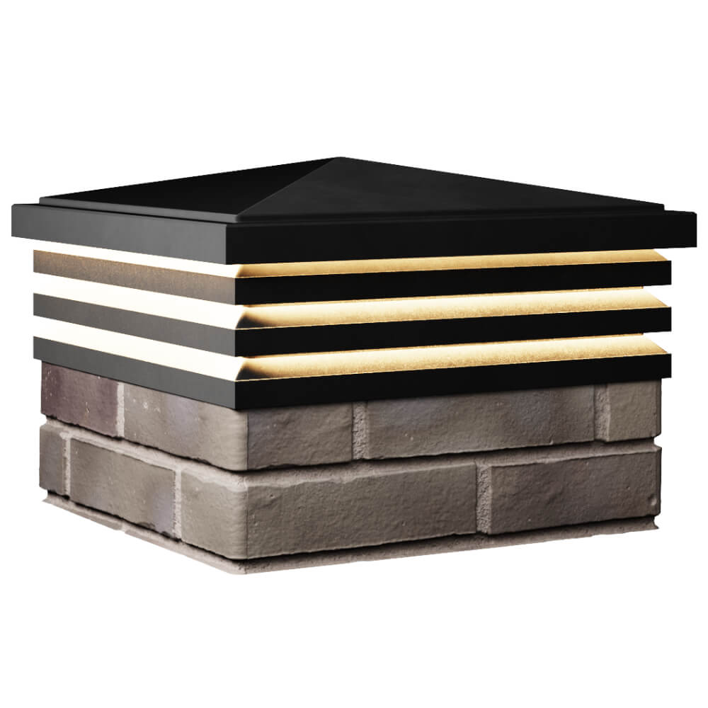 Колпак Zking Бона ХайТек Черный на столб 1.5х1.5 кирпича (385х385мм) с подсветкой в Аксае фото