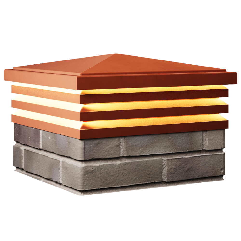 Колпак Zking Бона ХайТек Красный на столб 1.5х1.5 кирпича (385х385мм) с подсветкой в Аксае фото