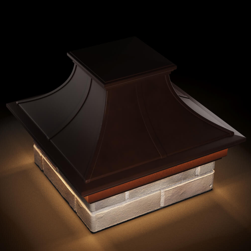 Колпак Zking Монблан Премиум Коричневый на столб 1.5х1.5 кирпича (385х385мм) с подсветкой в Аксае фото
