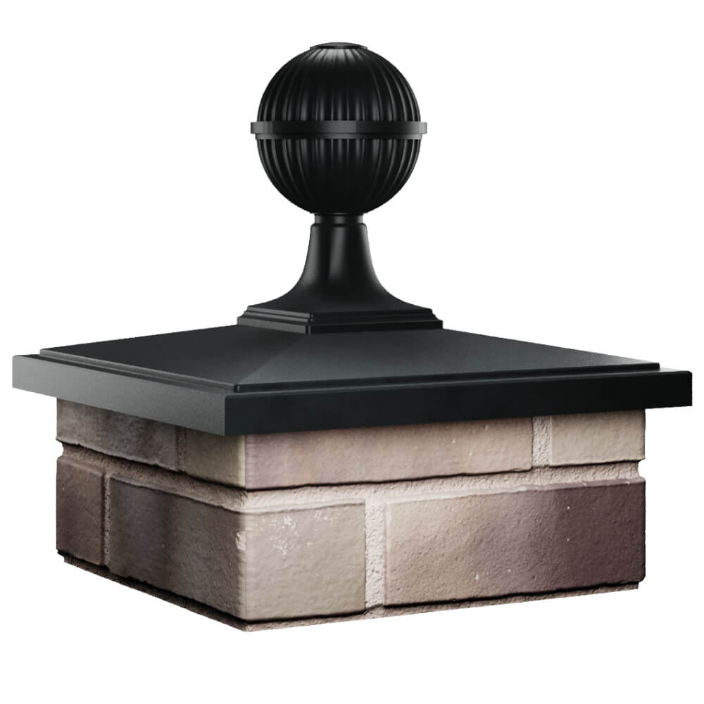 Колпак Zking БонаМоно Черный с шаром на столб 1.5х1.5 кирпича (385х385, 400х400мм) в сборе в Аксае фото