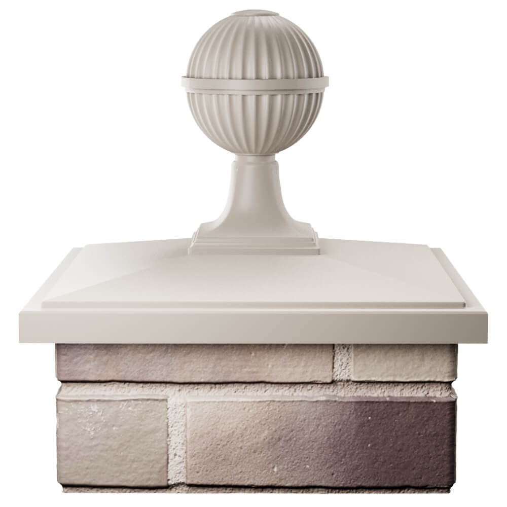 Колпак Zking БонаМоно Бежевый с шаром на столб 1.5х1.5 кирпича (385х385, 400х400мм) в сборе Аксай фото