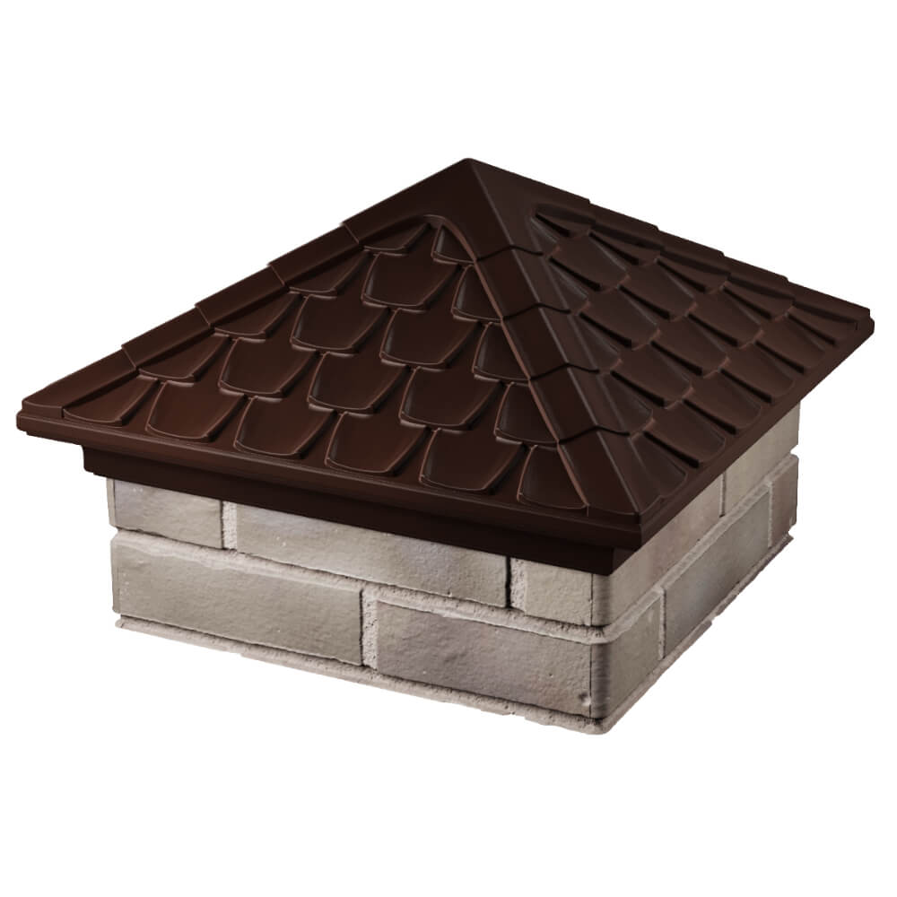 Колпак Zking Эльбрус Коричневый на столб 1.5х1.5 кирпича (385х385мм) в Аксае фото