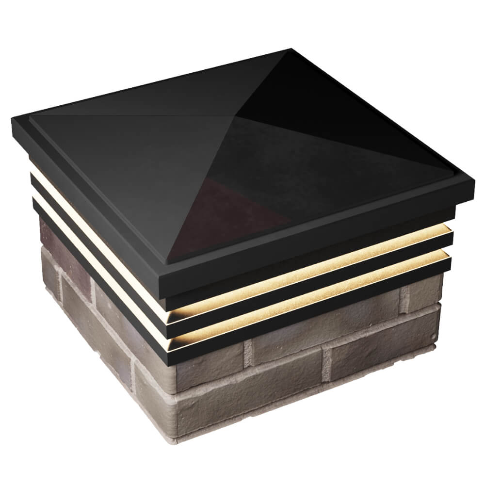 Колпак Zking Бона ХайТек Черный на столб 1.5х1.5 кирпича (385х385мм) с подсветкой в Аксае фото