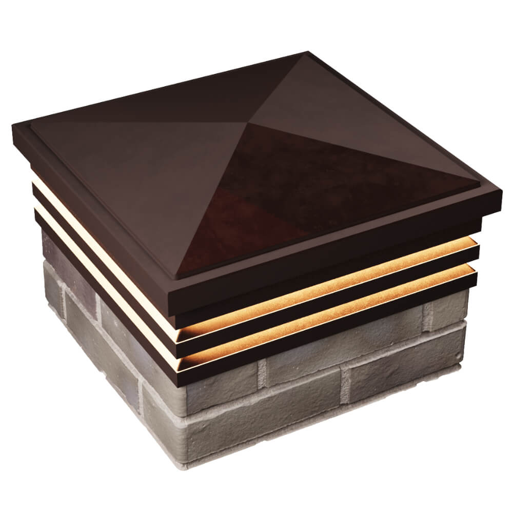 Колпак Zking Бона ХайТек Коричневый на столб 1.5х1.5 кирпича (385х385мм) с подсветкой в Аксае фото