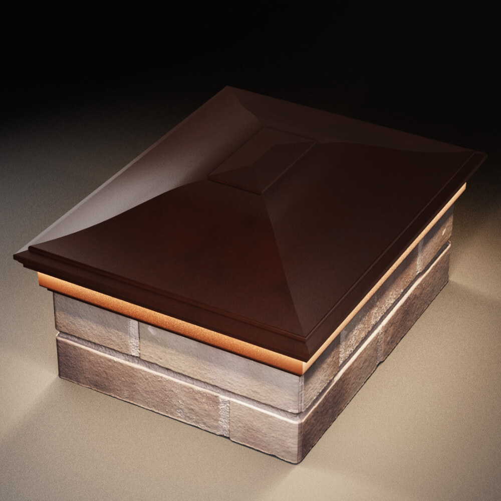 Колпак Zking Монблан Коричневый на столб 2х1.5 кирпича (515х385мм) c подсветкой в Аксае фото