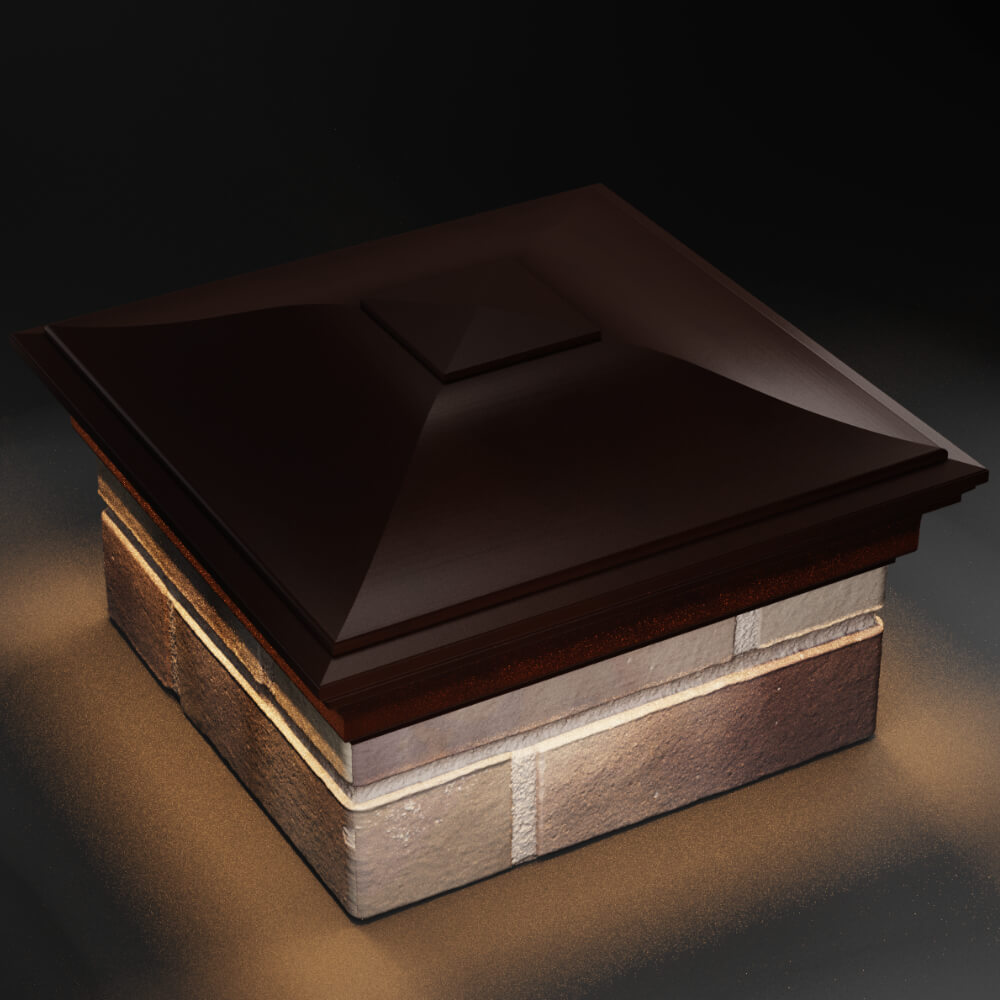 Колпак Zking Монблан Коричневый на столб 1.5х1.5 кирпича (385х385мм) с подсветкой в Аксае фото