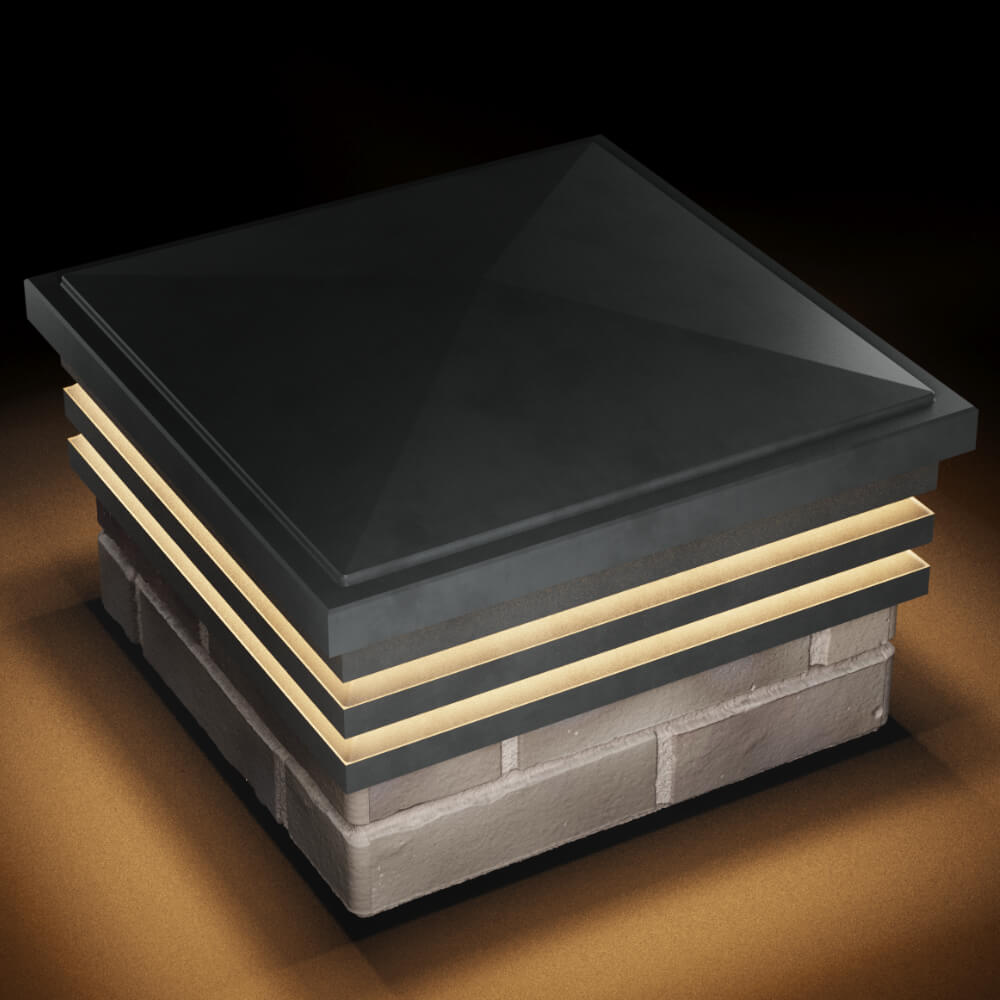 Колпак Zking Бона ХайТек Серый на столб 1.5х1.5 кирпича (385х385мм) с подсветкой в Аксае фото