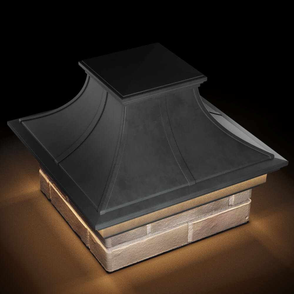 Колпак Zking Монблан Премиум Серый на столб 1.5х1.5 кирпича (385х385мм) с подсветкой в Аксае фото