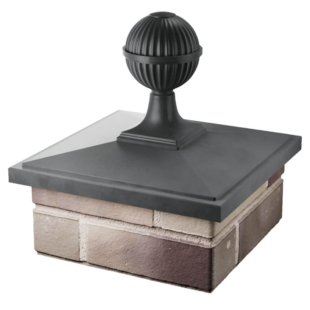 Колпак Zking БонаМоно Серый с шаром на столб 1.5х1.5 кирпича (385х385, 400х400мм) в сборе в Аксае фото