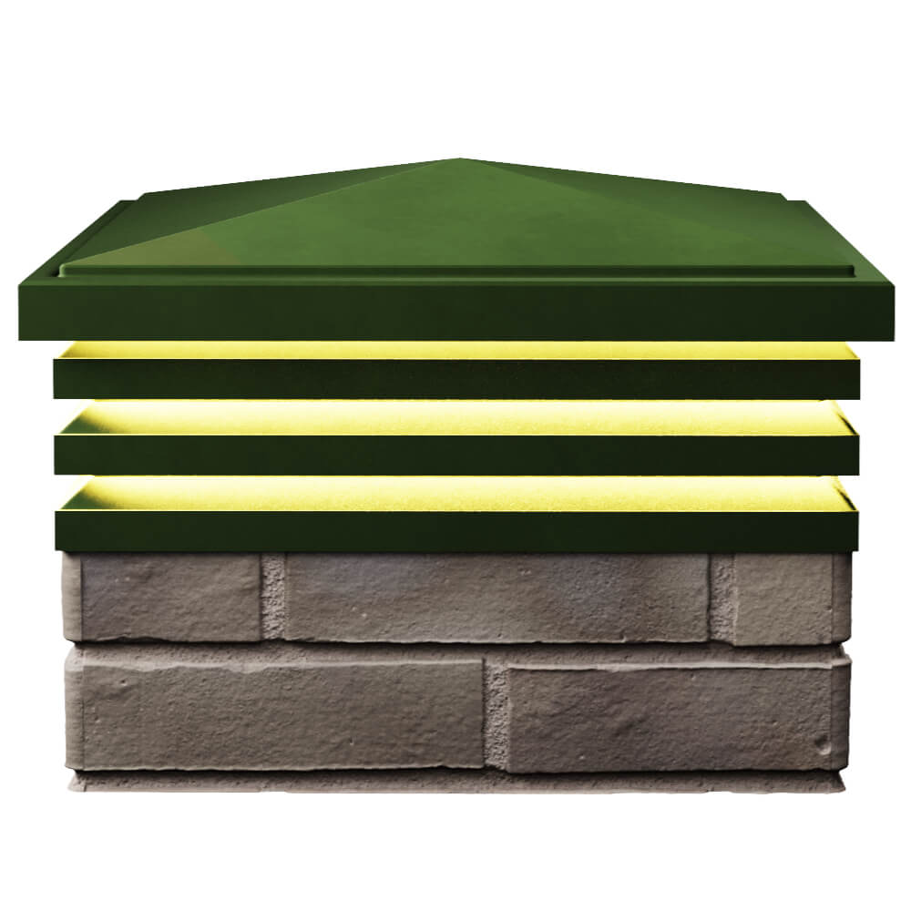 Колпак Zking Бона ХайТек Зеленый на столб 1.5х1.5 кирпича (385х385мм) с подсветкой в Аксае фото