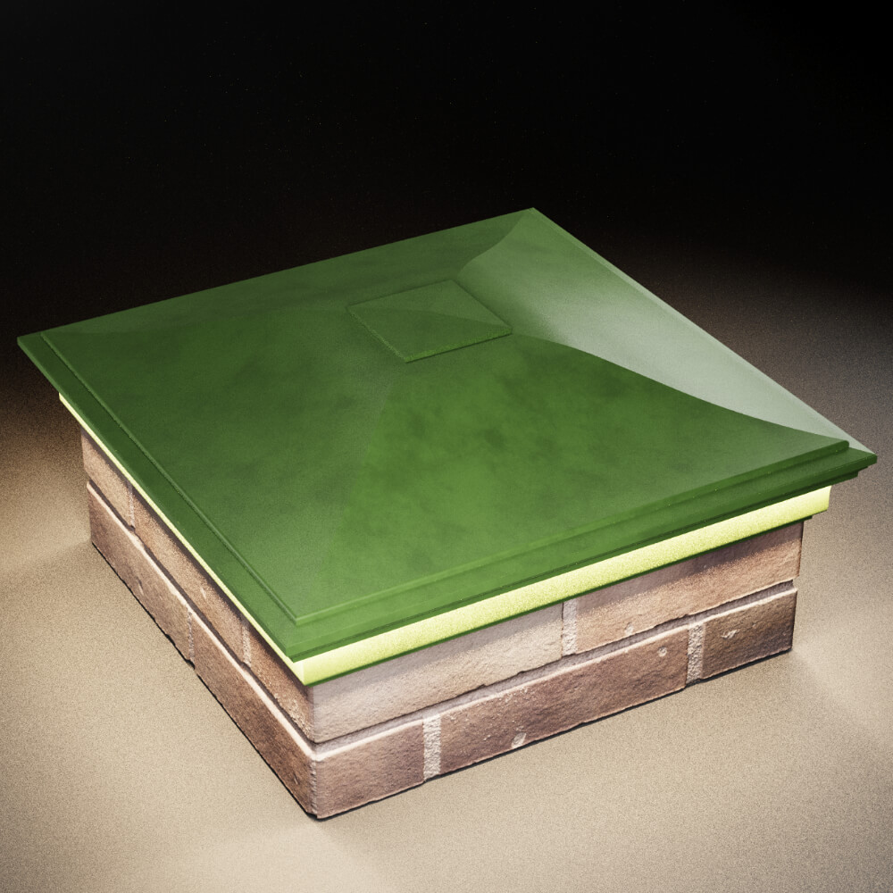 Колпак Zking Монблан Зеленый на столб 2х2 кирпича (515х515мм) c подсветкой в Аксае фото