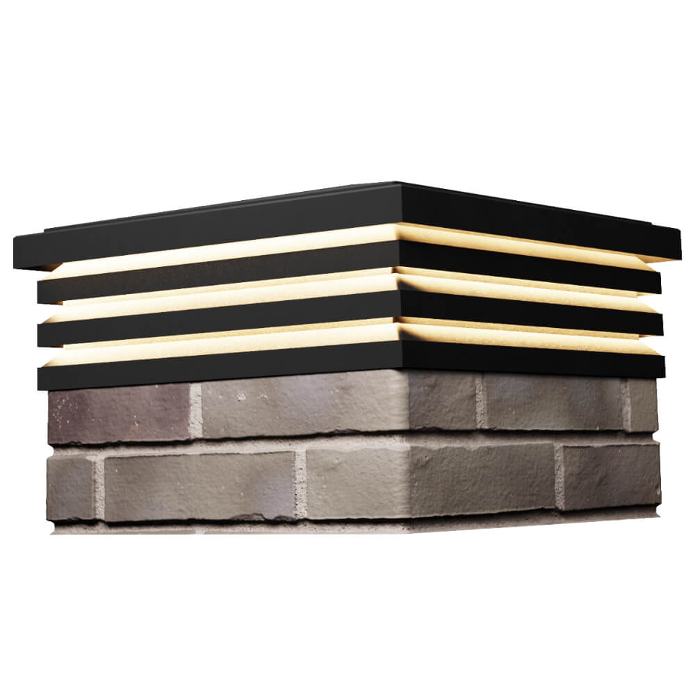 Колпак Zking Бона ХайТек Черный на столб 1.5х1.5 кирпича (385х385мм) с подсветкой в Аксае фото