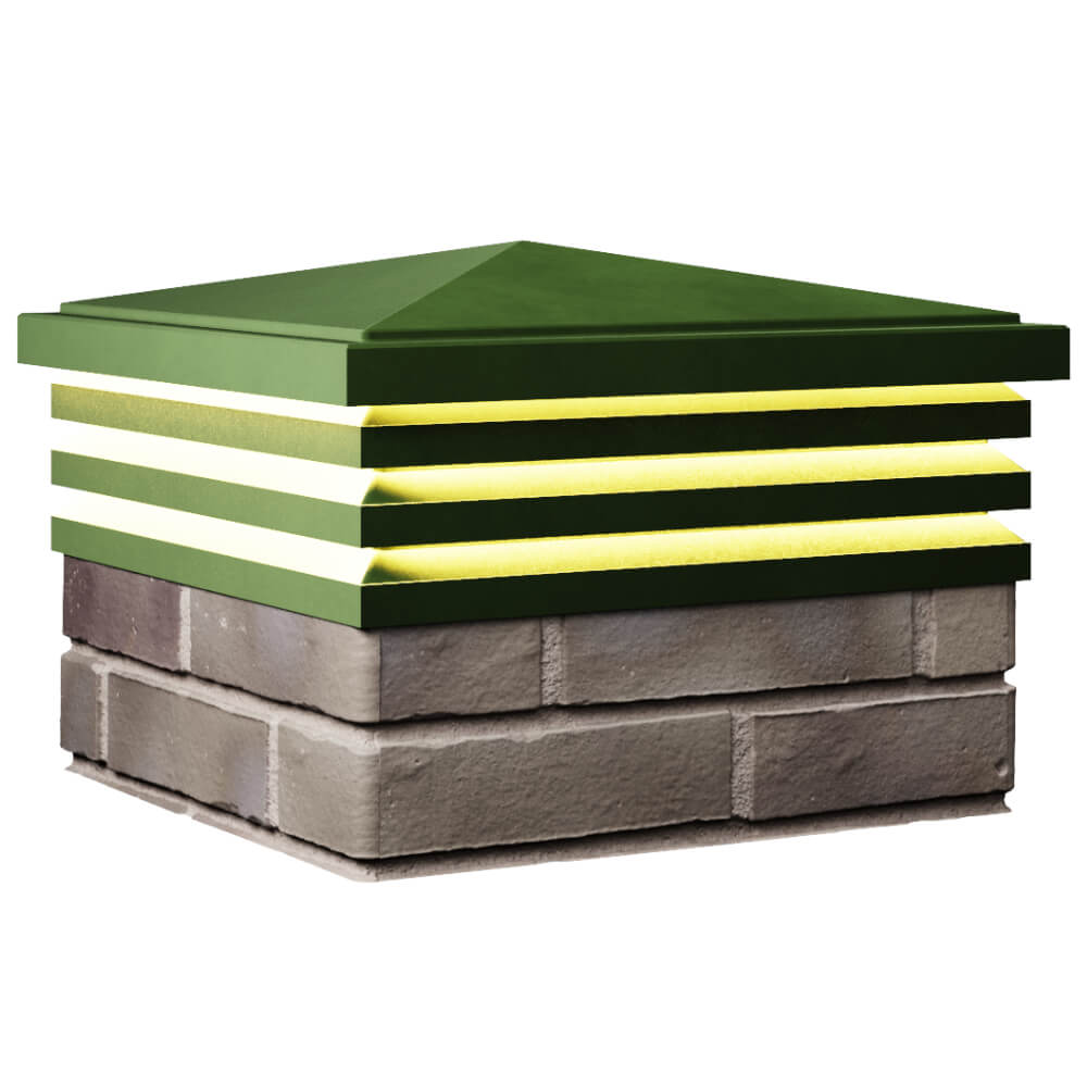 Колпак Zking Бона ХайТек Зеленый на столб 1.5х1.5 кирпича (385х385мм) с подсветкой в Аксае фото