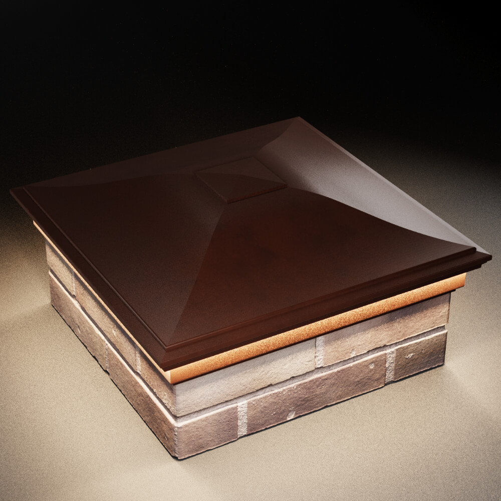 Колпак Zking Монблан Коричневый на столб 2х2 кирпича (515х515мм) c подсветкой в Аксае фото