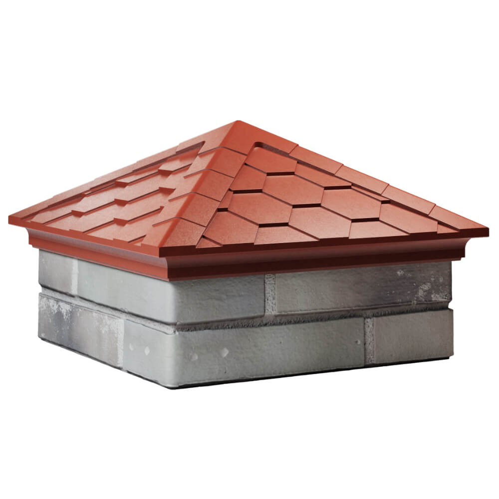 Колпак Zking Эверест Красный на столб 1.5х1.5 кирпича (390х390мм) в Аксае фото