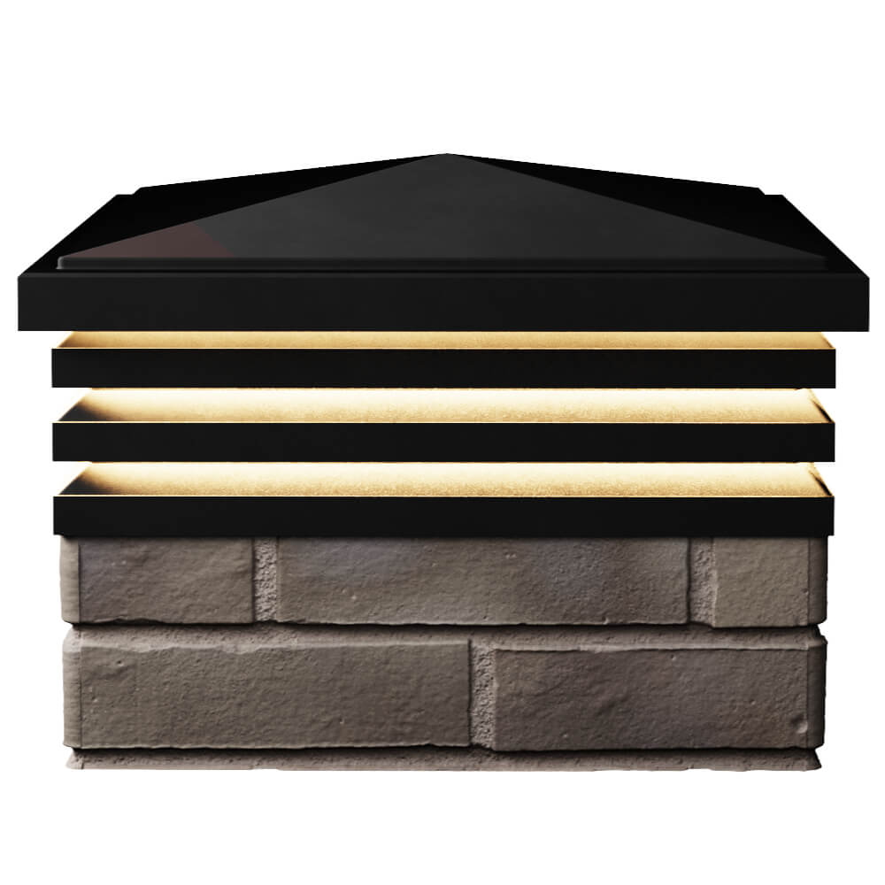 Колпак Zking Бона ХайТек Черный на столб 1.5х1.5 кирпича (385х385мм) с подсветкой в Аксае фото