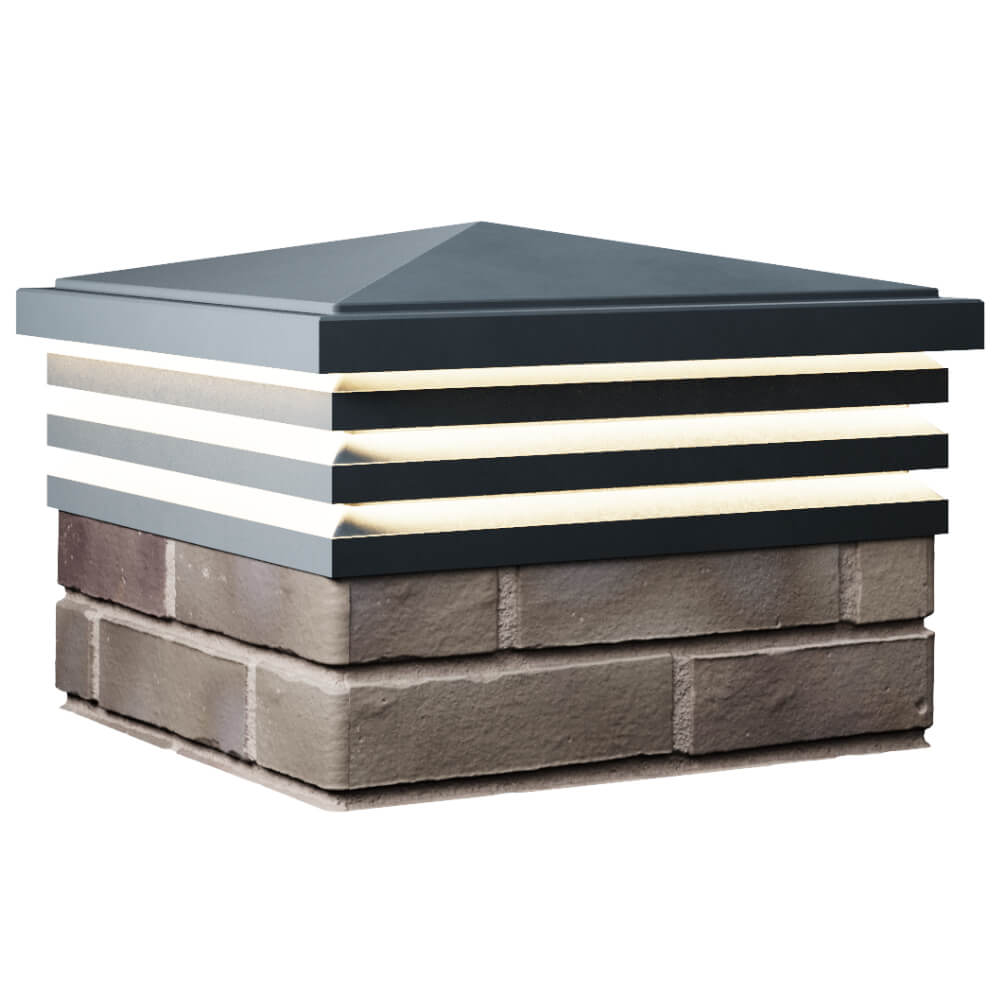 Колпак Zking Бона ХайТек Серый на столб 1.5х1.5 кирпича (385х385мм) с подсветкой в Аксае фото