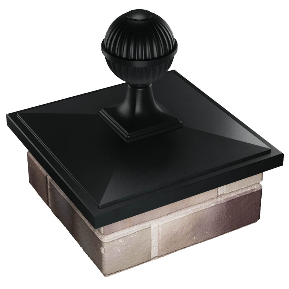 Колпак Zking БонаМоно Черный с шаром на столб 1.5х1.5 кирпича (385х385, 400х400мм) в сборе в Аксае фото