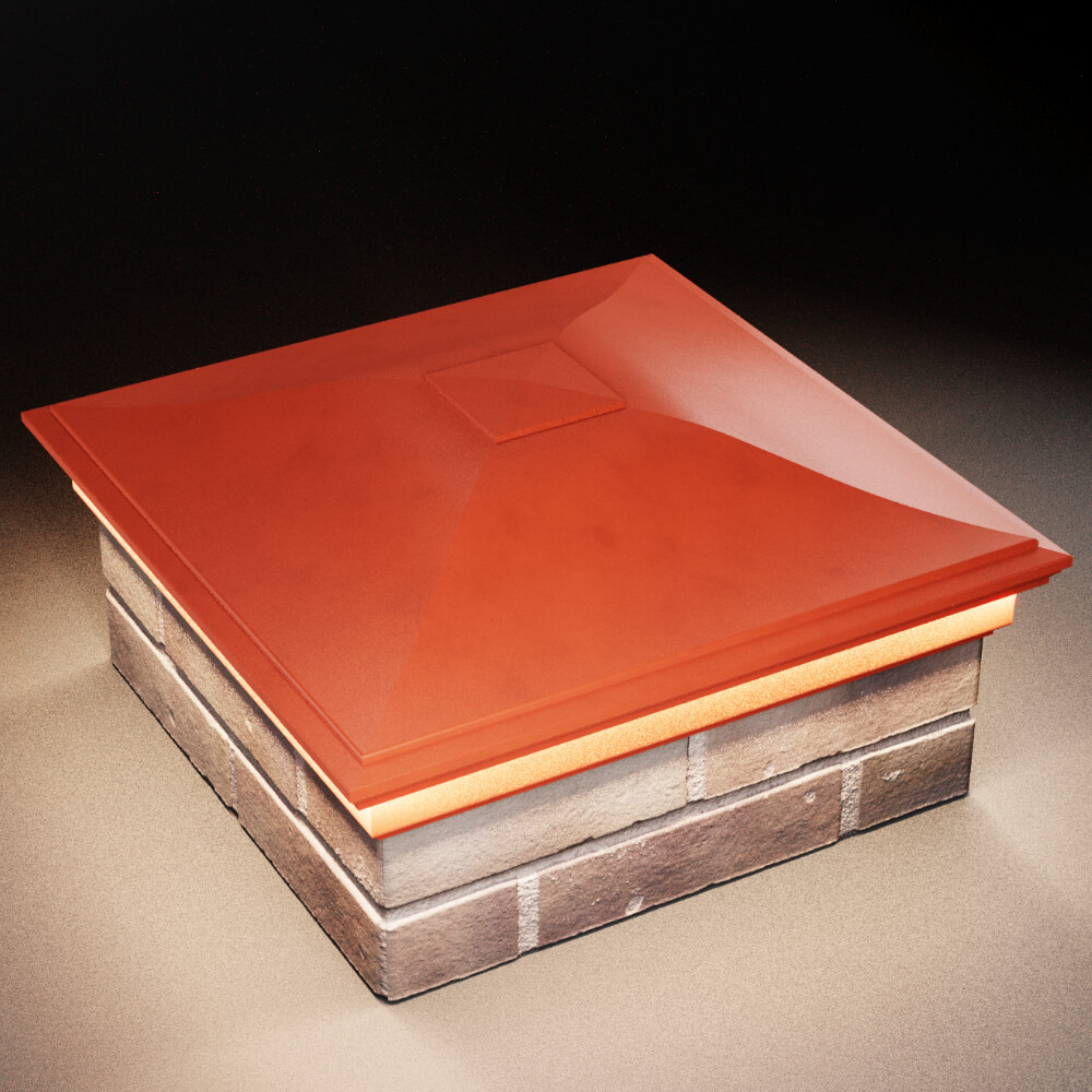 Колпак Zking Монблан Красный на столб 2х2 кирпича (515х515мм) c подсветкой в Аксае фото