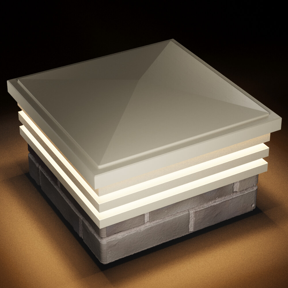 Колпак Zking Бона ХайТек Бежевый на столб 1.5х1.5 кирпича (385х385мм) с подсветкой в Аксае фото