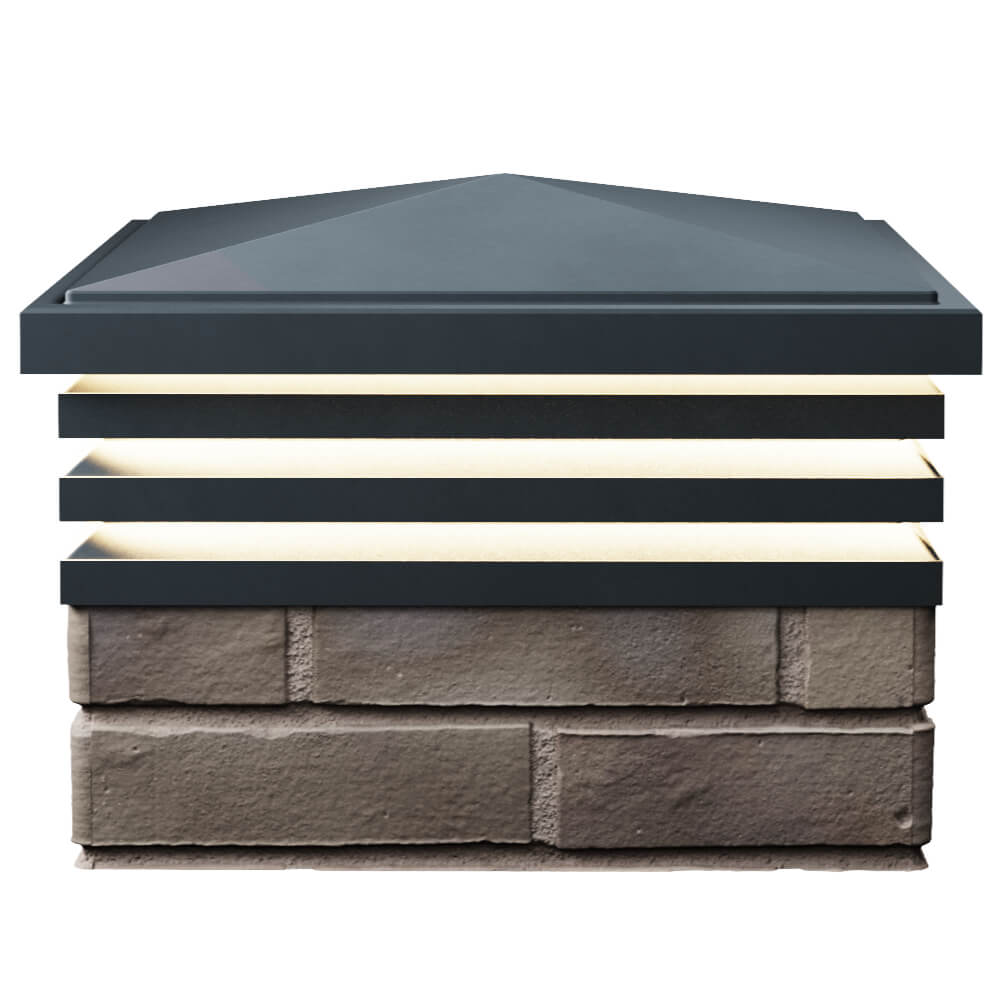 Колпак Zking Бона ХайТек Серый на столб 1.5х1.5 кирпича (385х385мм) с подсветкой в Аксае фото