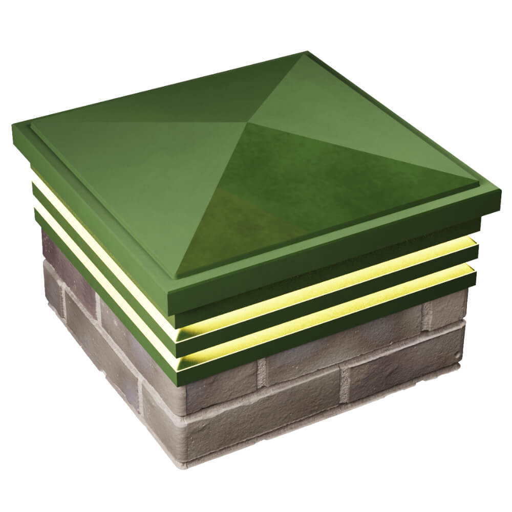 Колпак Zking Бона ХайТек Зеленый на столб 1.5х1.5 кирпича (385х385мм) с подсветкой в Аксае фото