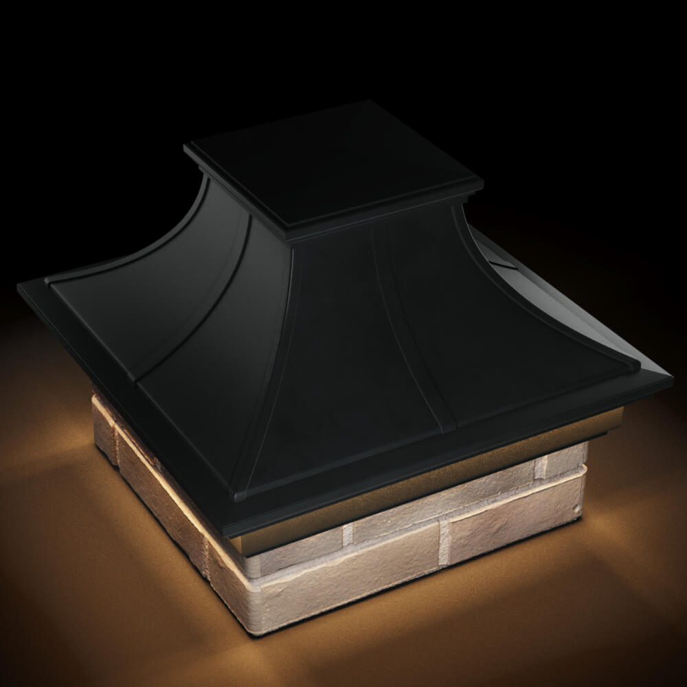 Колпак Zking Монблан Премиум Черный на столб 1.5х1.5 кирпича (385х385мм) с подсветкой в Аксае фото