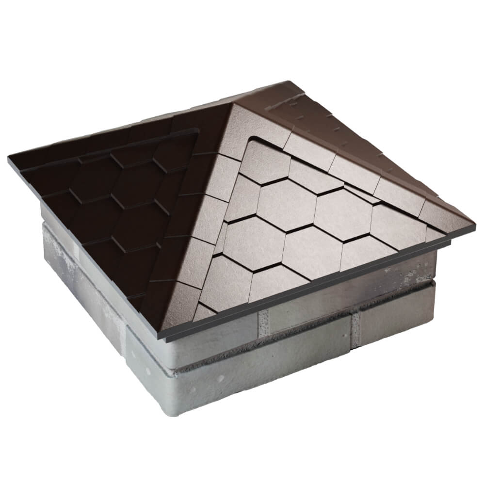 Колпак Zking Эверест Коричневый на столб 1.5х1.5 кирпича (390х390мм) в Аксае фото