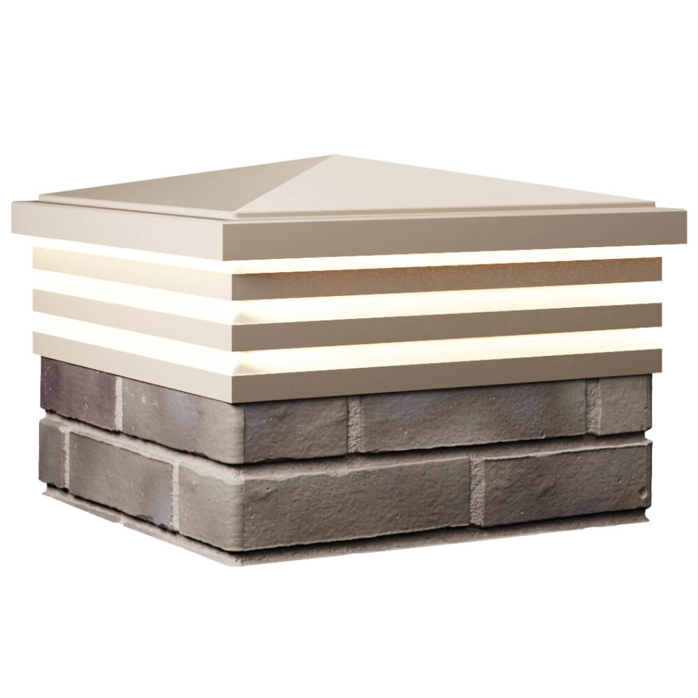 Колпак Zking Бона ХайТек Бежевый на столб 1.5х1.5 кирпича (385х385мм) с подсветкой в Аксае фото