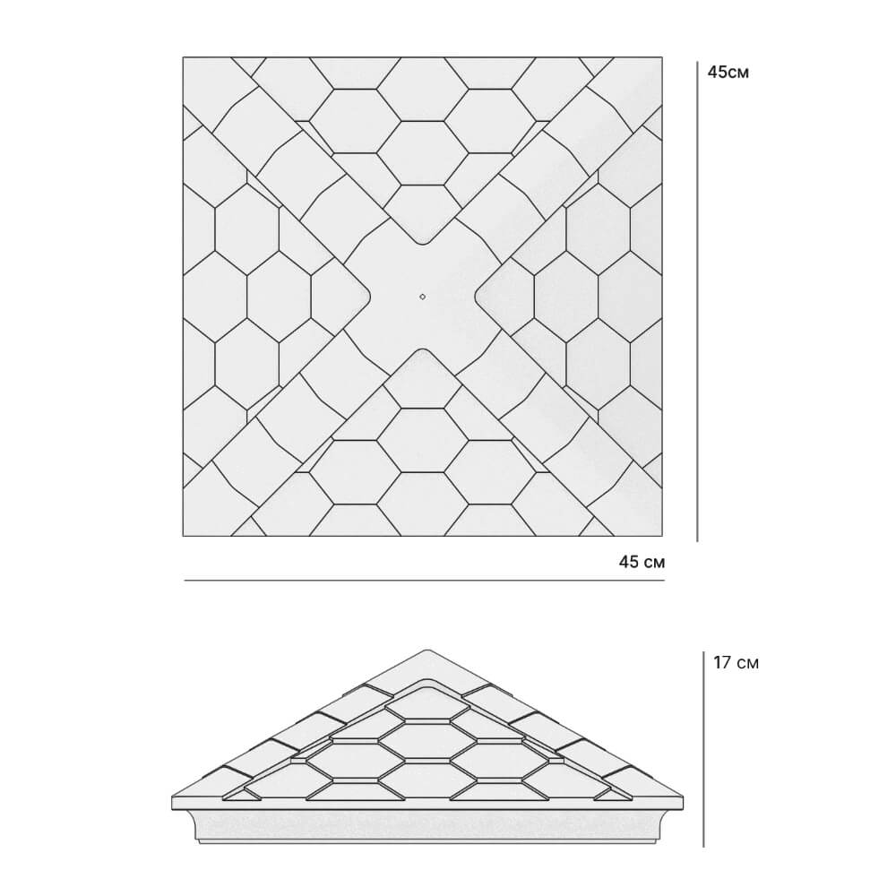 Колпак Zking Эверест Серый на столб 1.5х1.5 кирпича (390х390мм) в Аксае фото