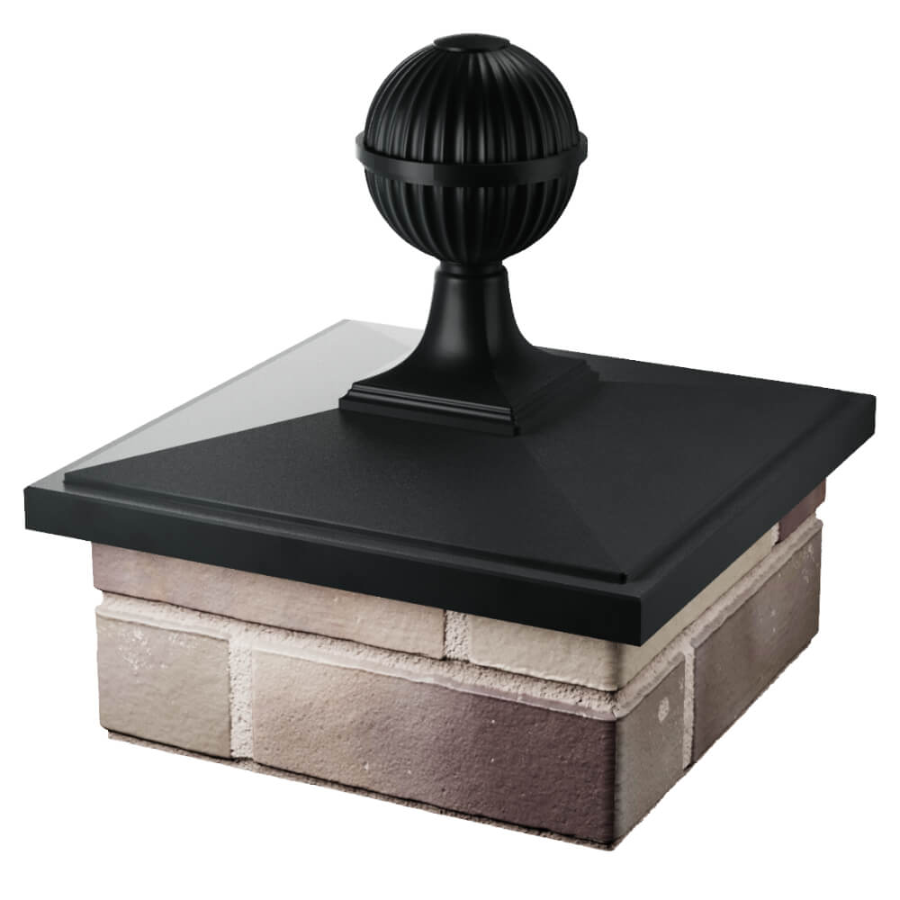 Колпак Zking БонаМоно Черный с шаром на столб 1.5х1.5 кирпича (385х385, 400х400мм) в сборе в Аксае фото