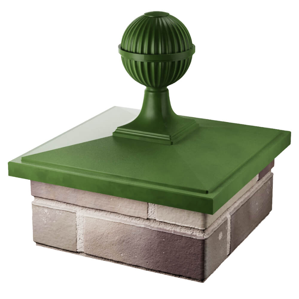 Колпак Zking БонаМоно Зеленый с шаром на столб 1.5х1.5 кирпича (385х385, 400х400мм) в сборе в Аксае фото