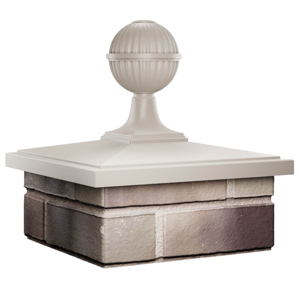 Колпак Zking БонаМоно Бежевый с шаром на столб 1.5х1.5 кирпича (385х385, 400х400мм) в сборе в Аксае фото