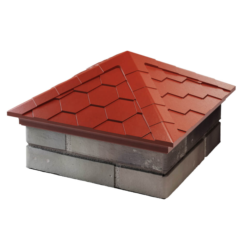 Колпак Zking Эверест Красный на столб 1.5х1.5 кирпича (390х390мм) в Аксае фото