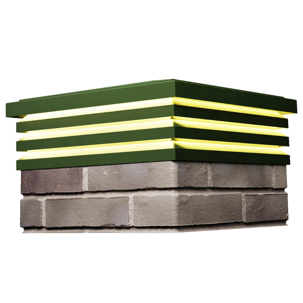 Колпак Zking Бона ХайТек Зеленый на столб 1.5х1.5 кирпича (385х385мм) с подсветкой в Аксае фото