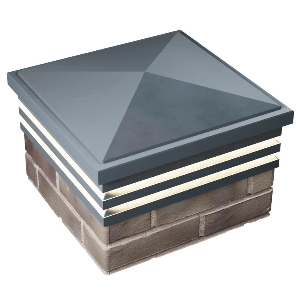 Колпак Zking Бона ХайТек Серый на столб 1.5х1.5 кирпича (385х385мм) с подсветкой в Аксае фото