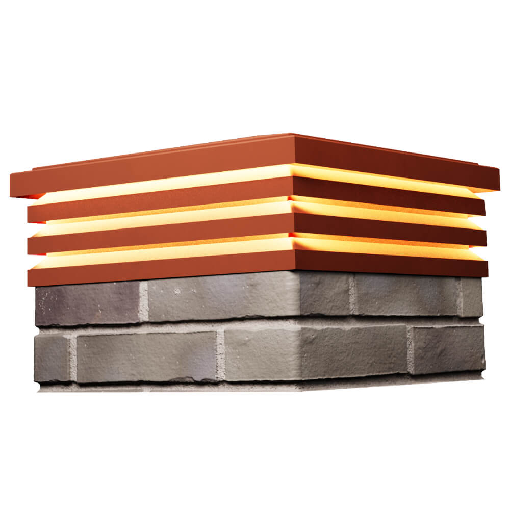 Колпак Zking Бона ХайТек Красный на столб 1.5х1.5 кирпича (385х385мм) с подсветкой в Аксае фото