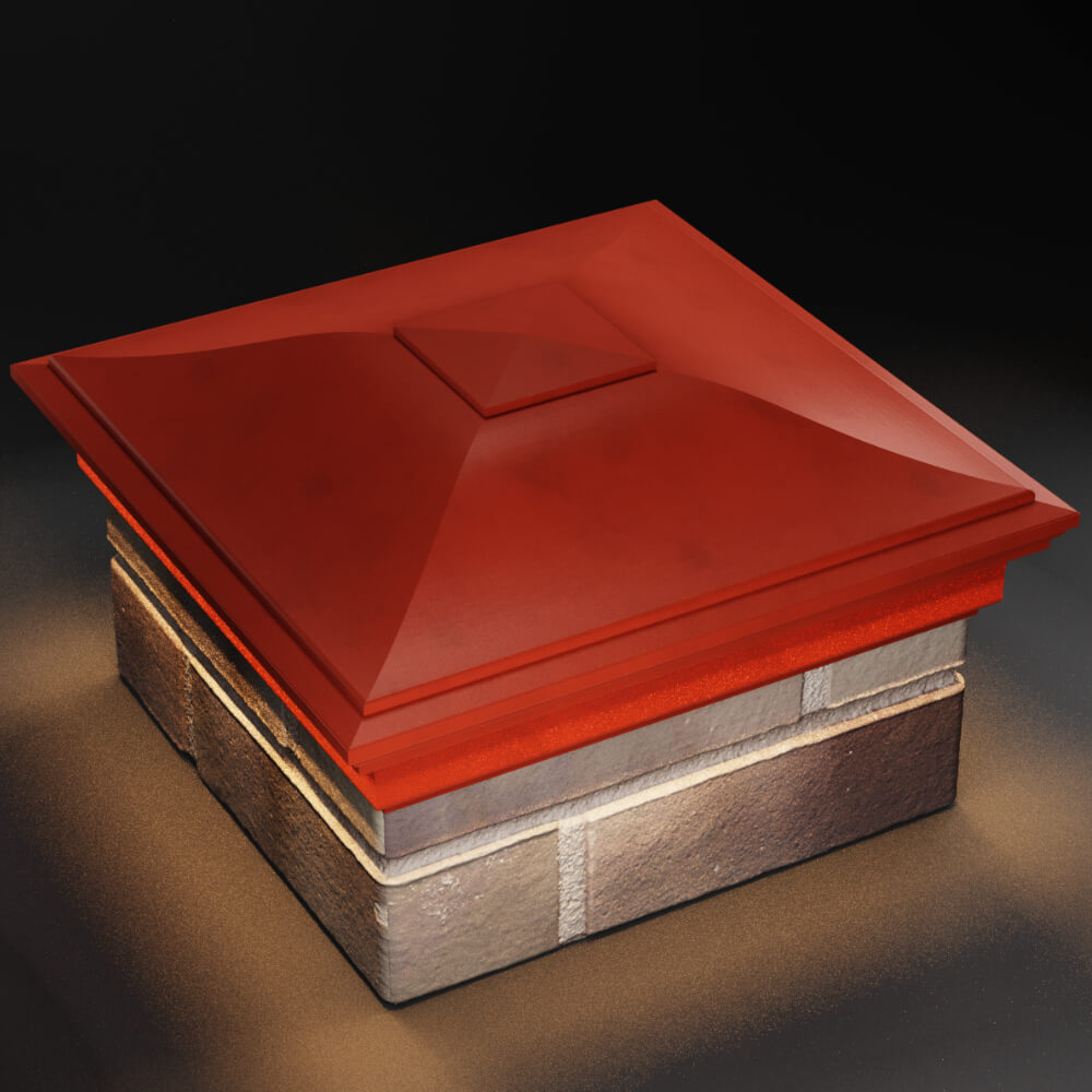 Колпак Zking Монблан Красный на столб 1.5х1.5 кирпича (385х385мм) с подсветкой в Аксае фото