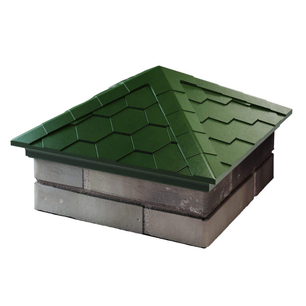 Колпак Zking Эверест Зеленый на столб 1.5х1.5 кирпича (390х390мм) в Аксае фото