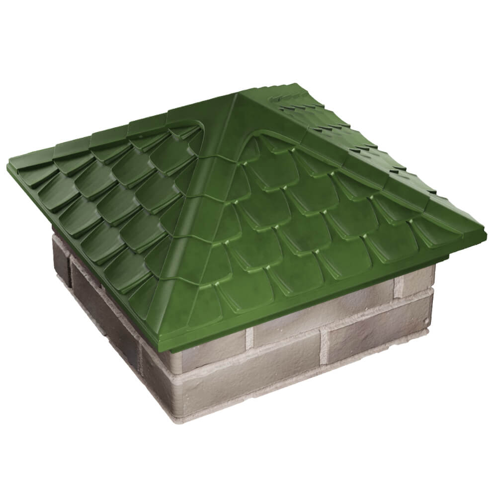 Колпак Zking Эльбрус Зеленый на столб 1.5х1.5 кирпича (385х385мм) в Аксае фото