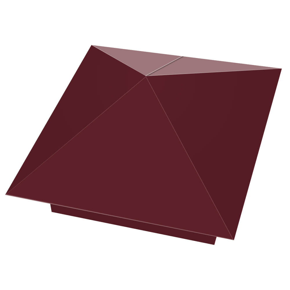 Колпак металлический 390х390мм RAL3005 Красное Вино заборный Аксай фото