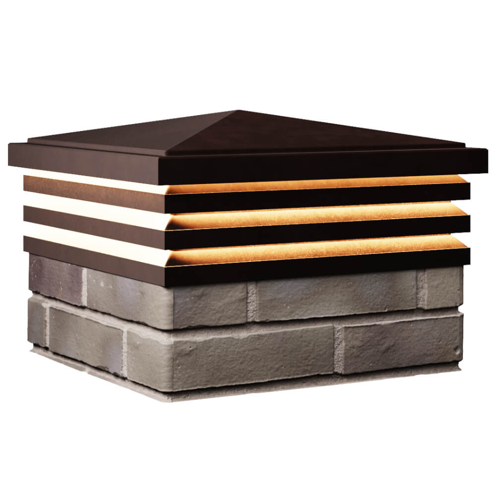 Колпак Zking Бона ХайТек Коричневый на столб 1.5х1.5 кирпича (385х385мм) с подсветкой в Аксае фото